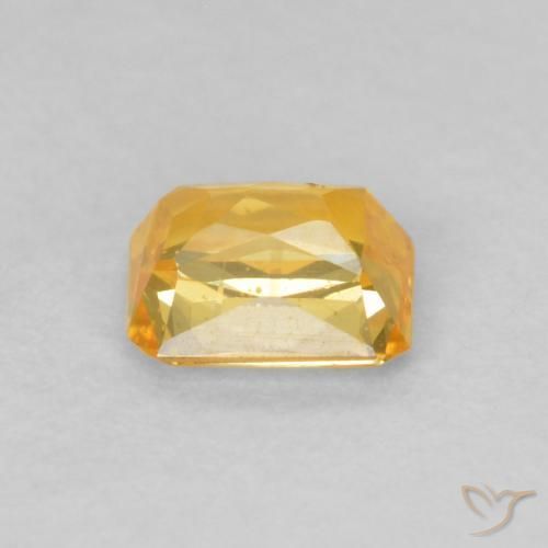 Saphir Orange doré profond naturelle Octogone / coupe Émeraude, 0.59 ct, VVS-VS