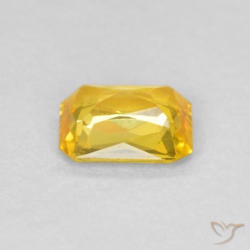 Saphir Jaune miel naturelle Octogone / coupe Émeraude, 0.49 ct, VVS-VS