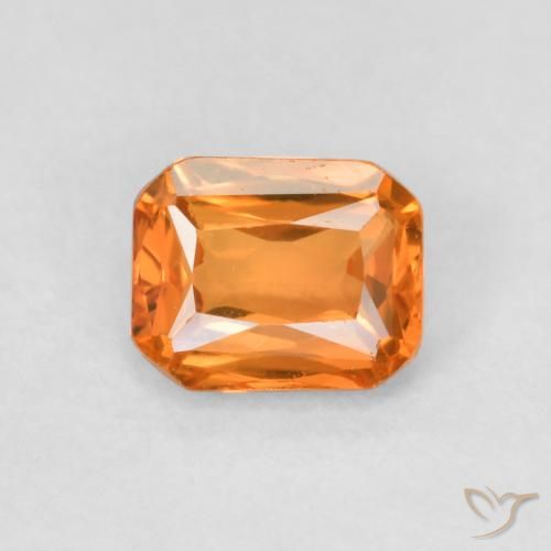 0.53ct Naturel Orange moyen Saphir, Taille émeraude, VVS