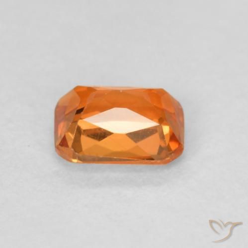 Saphir Orange moyen naturelle Octogone / coupe Émeraude, 0.53 ct, VVS