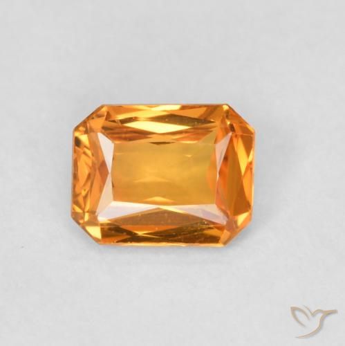 0.45ct Naturel Orange moyen Saphir, Taille émeraude, VVS-VS