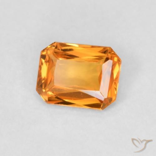 Saphir Orange moyen naturelle Octogone / coupe Émeraude, 0.45 ct, VVS-VS