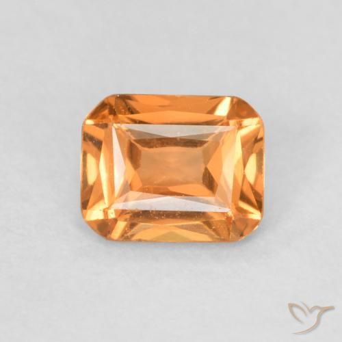 0.51ct Naturel Orange moyen Saphir, Taille émeraude, VVS-VS