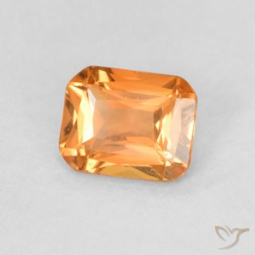Saphir Orange moyen naturelle Octogone / coupe Émeraude, 0.51 ct, VVS-VS