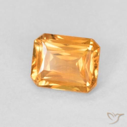 Saphir Medium Light-Orange naturelle Octogone / coupe Émeraude, 0.50 ct, VVS-VS