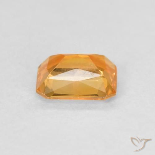 Saphir Medium Light-Orange naturelle Octogone / coupe Émeraude, 0.50 ct, VVS-VS