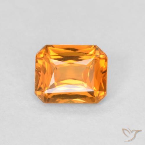 0.48ct Naturel Orange vif Saphir, Taille émeraude, VVS-VS