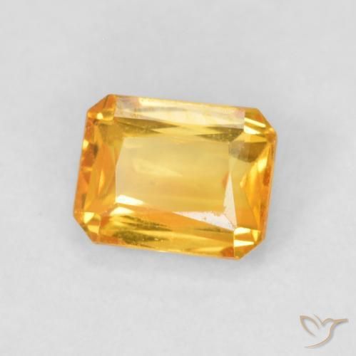 Saphir Doré-orange foncé naturelle Octogone / coupe Émeraude, 0.66 ct, VS
