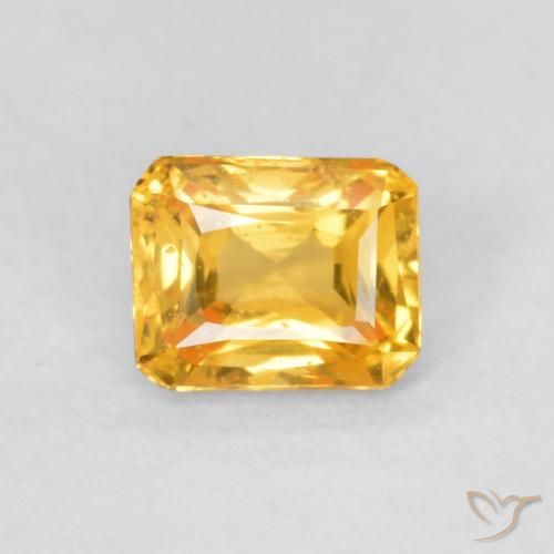 0.53ct Naturel Or orange foncé Saphir, Taille émeraude, VS