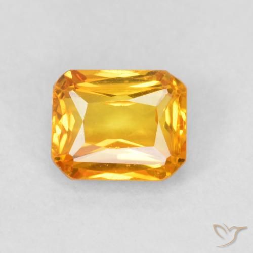 0.67ct Naturel Abricot orange Saphir, Taille émeraude, VVS-VS