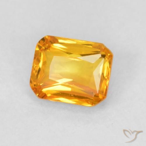 Saphir Abricot orange naturelle Octogone / coupe Émeraude, 0.67 ct, VVS-VS