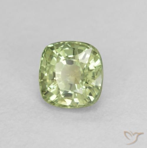 Saphir Vert clair naturelle Coussin, 0.55 ct, VS