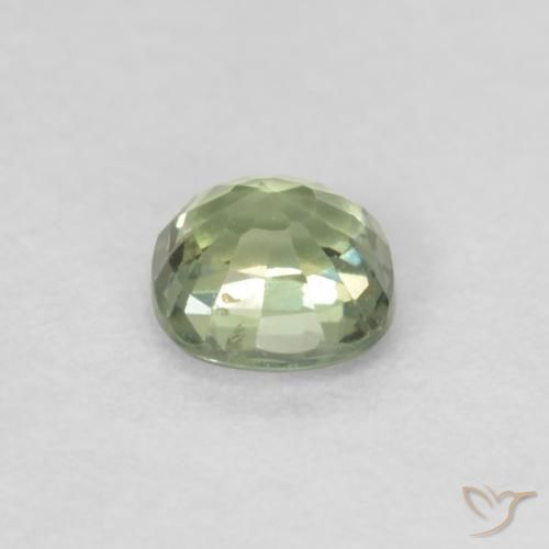 Saphir Vert très clair naturelle Coussin, 0.46 ct, VS