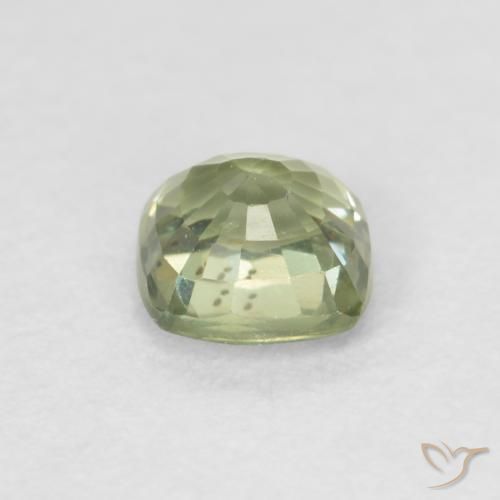 Saphir Vert très clair naturelle Coussin, 0.57 ct, VS