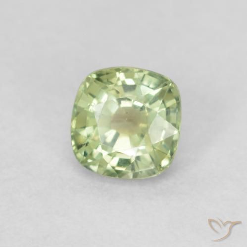 Saphir Vert jaune léger naturelle Coussin, 0.50 ct, VS