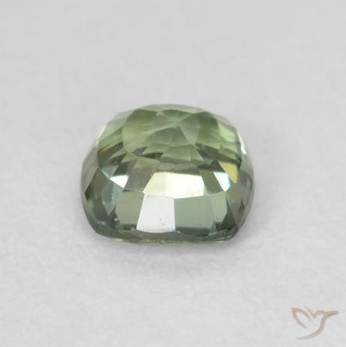 Saphir Vert sauge léger naturelle Coussin, 0.69 ct, VS