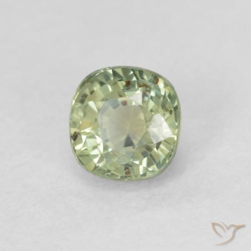 Saphir Vert sauge très clair naturelle Coussin, 0.55 ct, VS