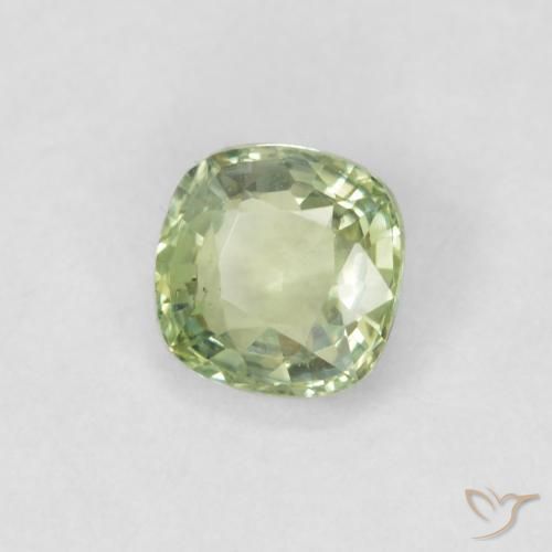 Saphir Vert sauge très clair naturelle Coussin, 0.43 ct, VS