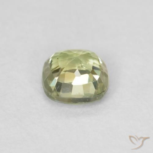 Saphir Vert sauge très clair naturelle Coussin, 0.43 ct, VS