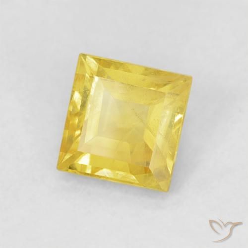 Saphir Jaune moyen naturelle Carré, 0.60 ct, VS