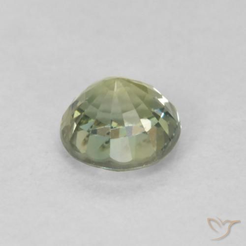 Saphir Vert grisâtre naturelle Coupe roude, 0.48 ct, VS-SI