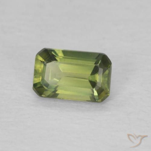 Saphir Vert terre naturelle Octogone / coupe Émeraude, 0.43 ct, VS