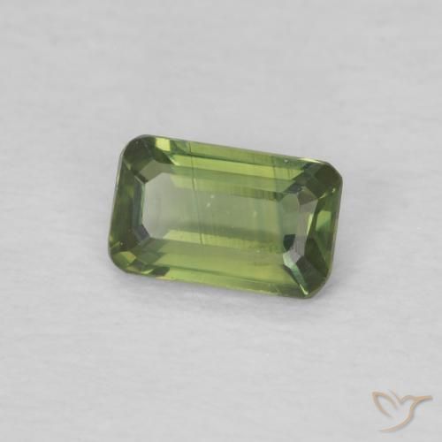Saphir Vert chaud naturelle Octogone / coupe Émeraude, 0.37 ct, VVS-VS