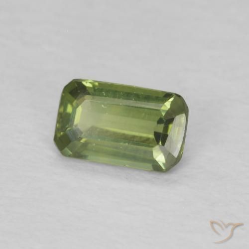 Saphir Vert chaud naturelle Octogone / coupe Émeraude, 0.40 ct, VS