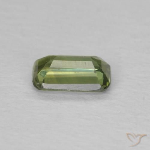 Saphir Vert chaud naturelle Octogone / coupe Émeraude, 0.40 ct, VS