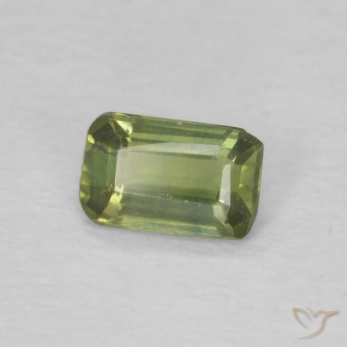 Saphir Vert chaud naturelle Octogone / coupe Émeraude, 0.39 ct, VS