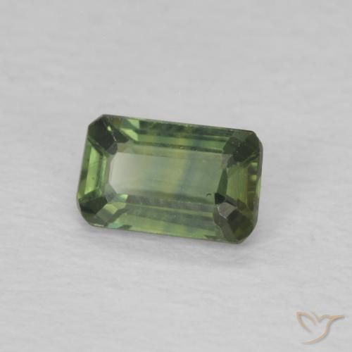 Saphir Vert terre pâle naturelle Octogone / coupe Émeraude, 0.42 ct, VS