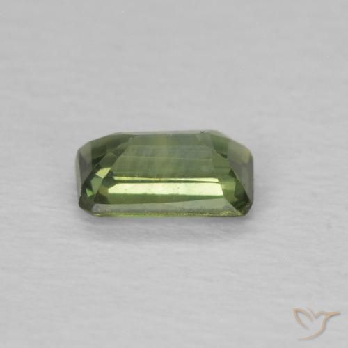 Saphir Vert terre pâle naturelle Octogone / coupe Émeraude, 0.42 ct, VS