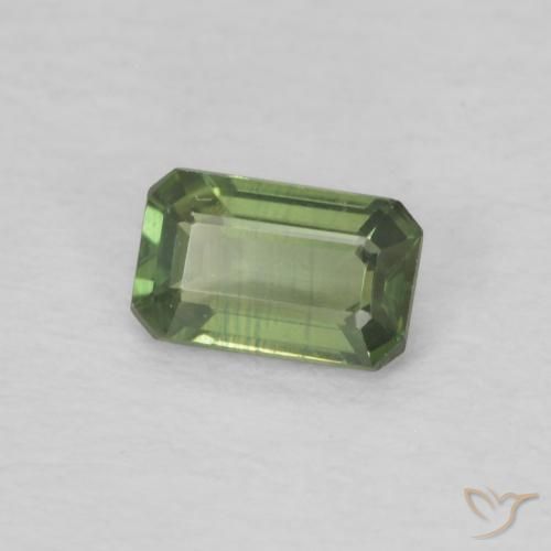 Saphir Vert terre naturelle Octogone / coupe Émeraude, 0.40 ct, VVS-VS