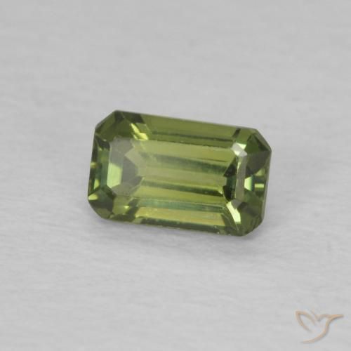 Saphir Vert chaud naturelle Octogone / coupe Émeraude, 0.46 ct, VVS
