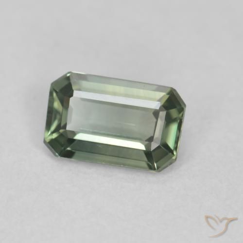 Saphir Vert naturelle Octogone / coupe Émeraude, 0.39 ct, VVS
