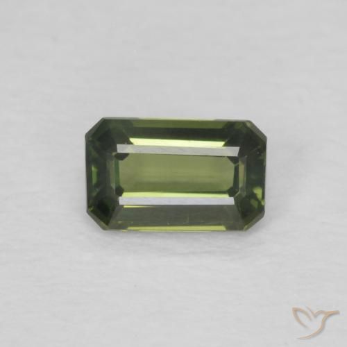 Saphir vert de 0,43 carats,, Taille émeraude Saphir en vrac de Tanzanie, Gemme naturelle, 5,2 x 3,2 mm, Photo A