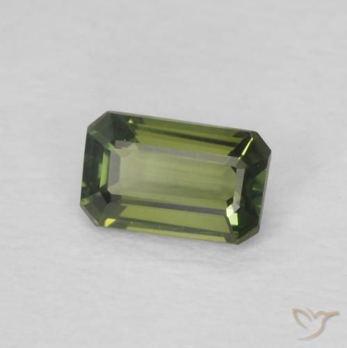 Saphir Vert terre naturelle Octogone / coupe Émeraude, 0.43 ct, VVS
