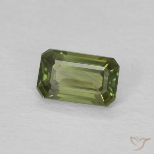 Saphir Vert moyen naturelle Octogone / coupe Émeraude, 0.45 ct, VVS-VS