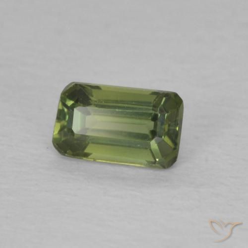 Saphir Vert foncé naturelle Octogone / coupe Émeraude, 0.48 ct, VVS-VS