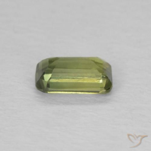 Saphir Vert chaud naturelle Octogone / coupe Émeraude, 0.41 ct, VVS