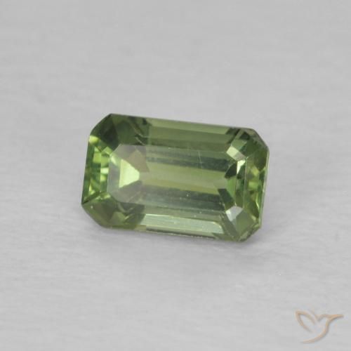 Saphir Vert moyen naturelle Octogone / coupe Émeraude, 0.50 ct, VVS