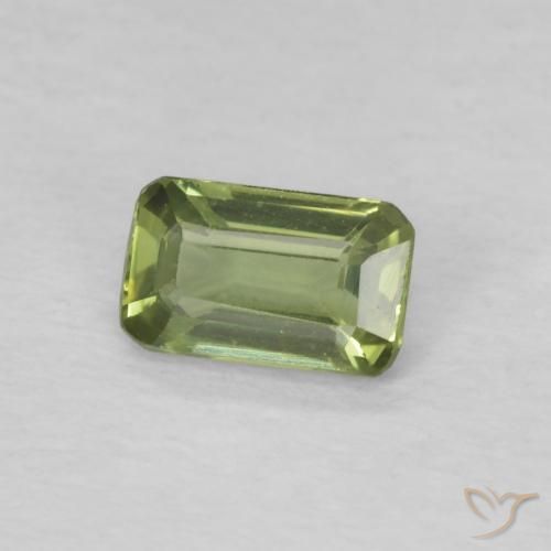 Saphir Vert chaud naturelle Octogone / coupe Émeraude, 0.41 ct, VVS