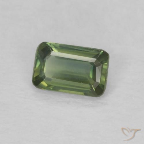 Saphir Vert jaunâtre naturelle Octogone / coupe Émeraude, 0.41 ct, VVS-VS