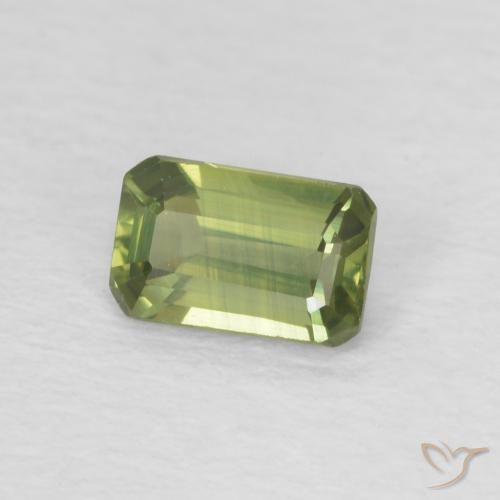 Saphir Vert foncé naturelle Octogone / coupe Émeraude, 0.44 ct, VVS-VS