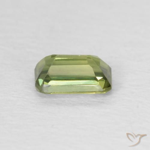 Saphir Vert chaud naturelle Octogone / coupe Émeraude, 0.46 ct, VVS-VS
