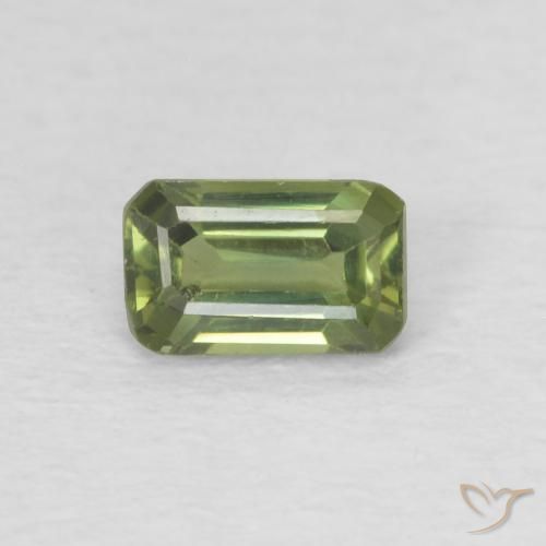 0.44ct Naturel Vert jaunâtre Saphir, Taille émeraude, VVS-VS