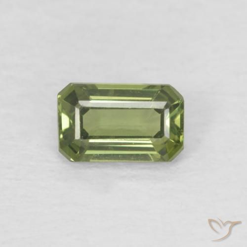 Saphir vert de 0,42 carats,, Taille émeraude Saphir en vrac de Tanzanie, Gemme naturelle, 5,1 x 3,2 mm, Photo A