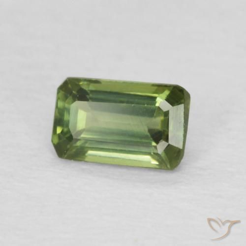Saphir Medium Light Green naturelle Octogone / coupe Émeraude, 0.48 ct, VVS-VS
