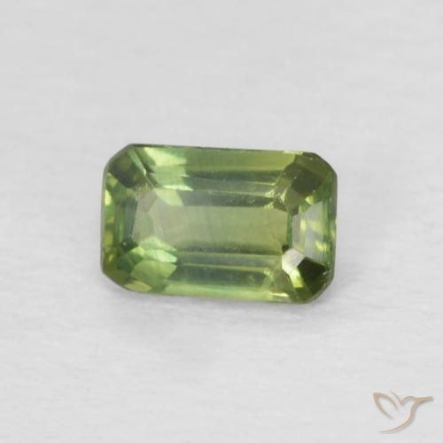 Saphir Vert forêt léger naturelle Octogone / coupe Émeraude, 0.42 ct, VS