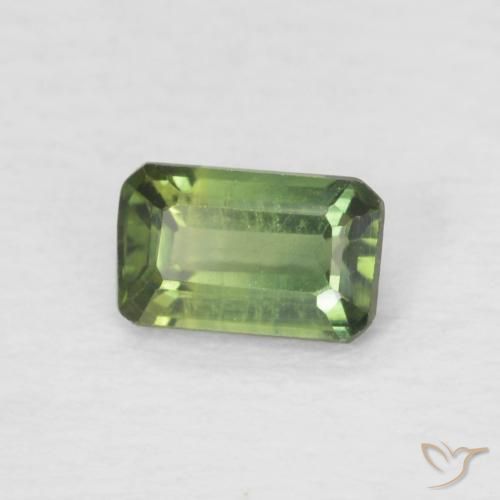 Saphir Vert forêt léger naturelle Octogone / coupe Émeraude, 0.46 ct, VS